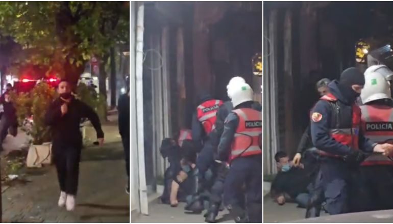 PAMJET/ Shtatë efektivë rrethojnë protestuesin, e dhunojnë me shkopa gome dhe e shtrijnë në tokë